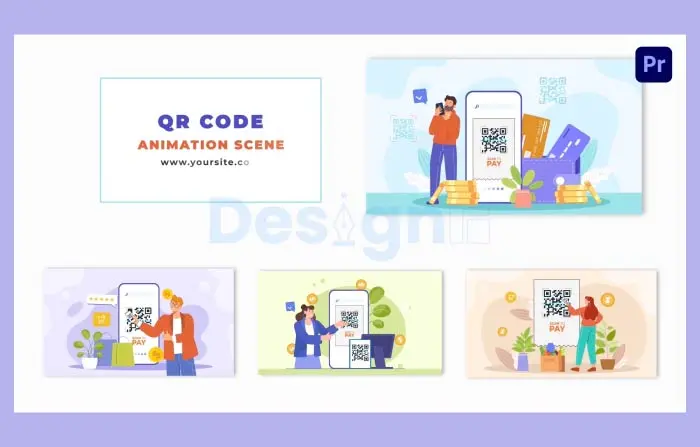 QR Code Payment 2D Cartoon Animation Scene